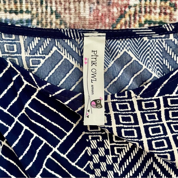 Pink Owl Navy and White Patterned Geometric Dress - Picture 4 of 5